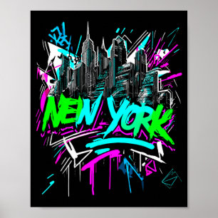 Poster Ilustração Punk Grunge da Silhueta de Nova York