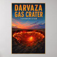 Ilustração Retro da Cratera de Gás de Darvaza Turc