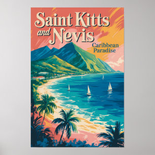 Poster Ilustração Retro da Paisagem de São Cristóvão e Ne