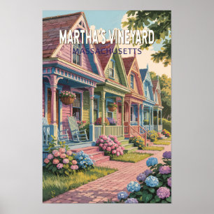 Poster Ilustração Retro de Martha's Vineyard Massachusett