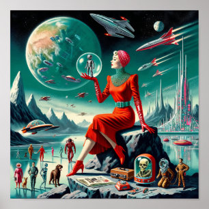 Poster Ilustração Retro Futurista