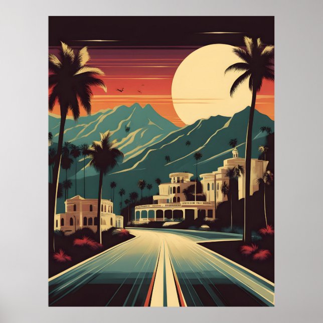Poster Ilustração retrô Hollywood (Frente)