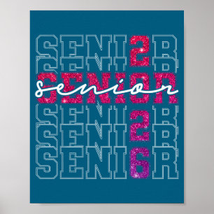 Poster Ilustração Rosa de Formatura da Turma de 2026