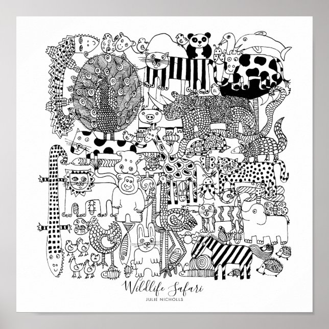 Poster Ilustração Safari de Vida Selvagem (Frente)