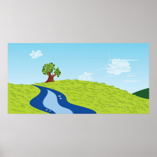 Poster Ilustração solitária da árvore
