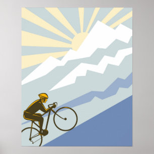 Pôster Ilustração subida do ciclista
