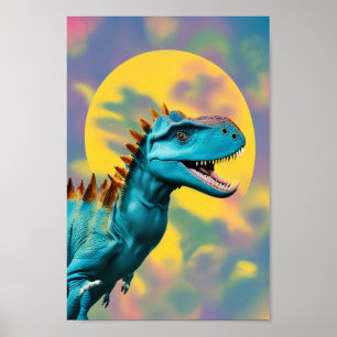Poster Ilustração T-Rex da Lua Sanguínea, Dinossauro Jurá