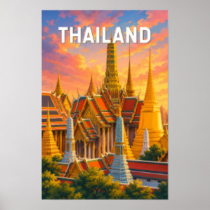 Poster Ilustração Tailândia Viagem Arte Vintage