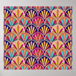 Poster Ilustração Têxtil Tradicional Indiana