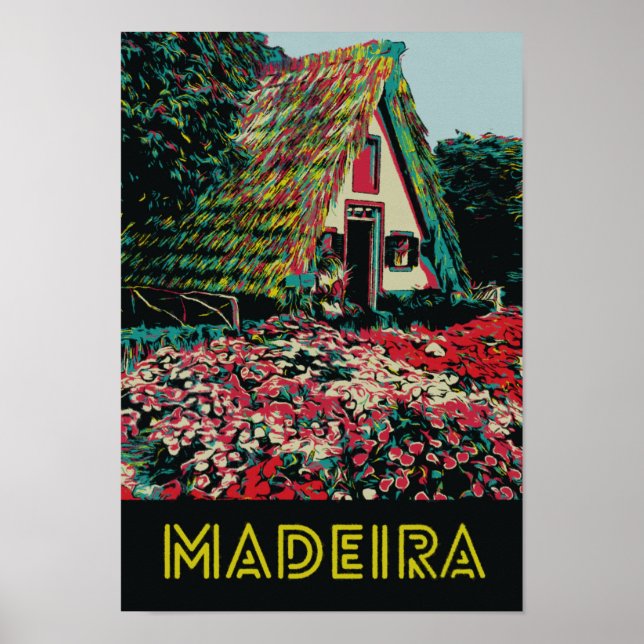 Poster Ilustração típica da Madeira em Portugal (Frente)