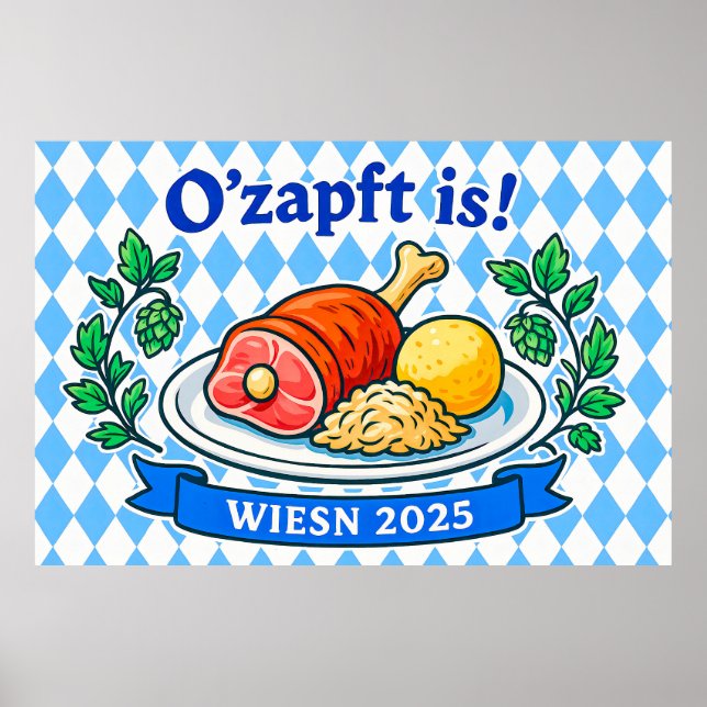 Poster Ilustração tradicional de refeições de Oktoberfest (Frente)