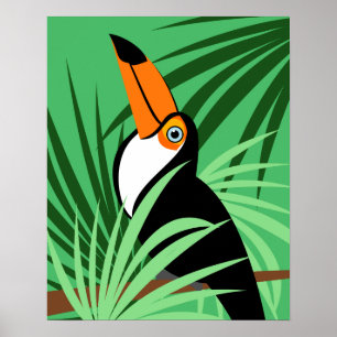 Poster Ilustração tropical do pássaro de Toucan