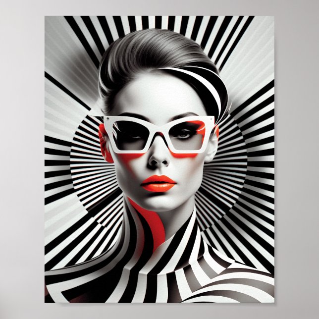 Poster Ilustração Única De Arte Feminino Preta E Branca (Frente)