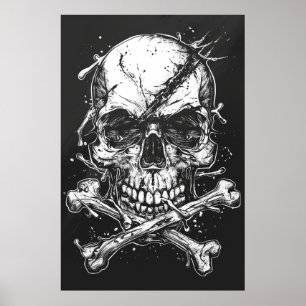 Poster Ilustração única do crânio e do crossbone de Mau e