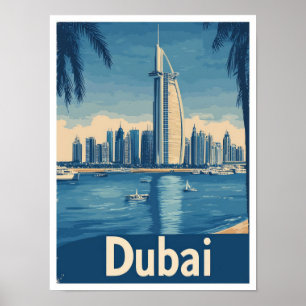 Poster Ilustração Viagem dos Emirados Árabes Unidos de Du