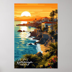 Poster Ilustração viagens vintage de Antalya Turkey