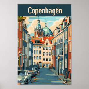 Poster Ilustração Viagens vintage de Copenhagen Denmark