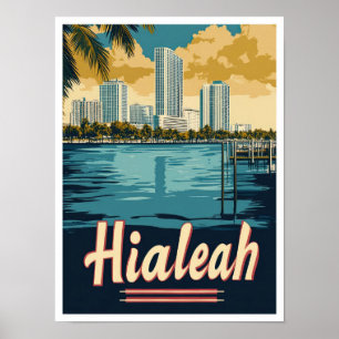 Poster Ilustração Viagens vintage de Hialeah Florida USA