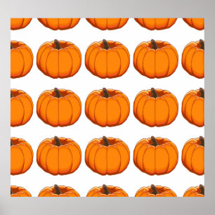 Poster Ilustração vibrante do padrão de abóbora amarela.