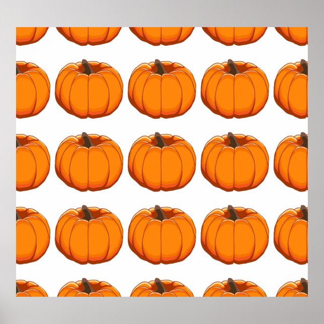 Poster Ilustração vibrante do padrão de abóbora amarela. (Frente)