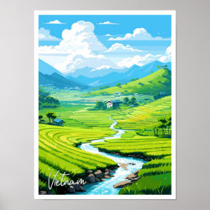 Poster Ilustração Vietnam Art Viagem Vintage