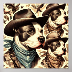 Poster Ilustração Vintage American Pit Bull Terrier