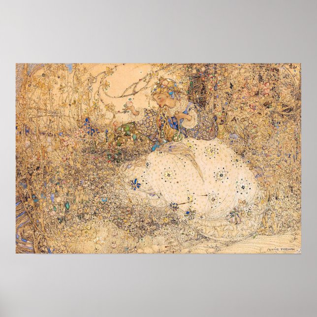 Poster Ilustração Vintage Annie French Picking Flowers (Frente)