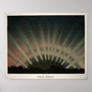 Poster Ilustração Vintage Aurora Borealis