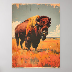 Poster Ilustração Vintage Bison