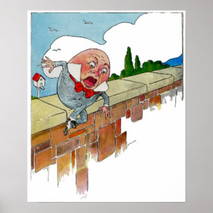 Pôster Ilustração Vintage da Rima Infantil Humpty Dumpty