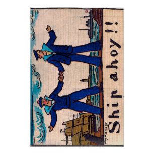 Pôster ilustração vintage de 2 marinheiros
