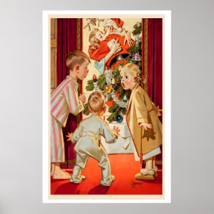 Poster Ilustração Vintage de Natal Revista de Natal Retrô