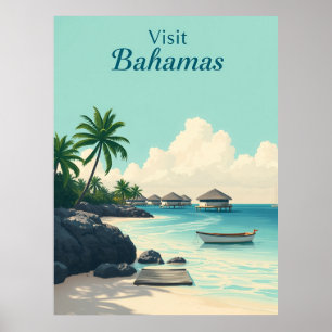 Poster Ilustração Vintage de Viagem para as Bahamas