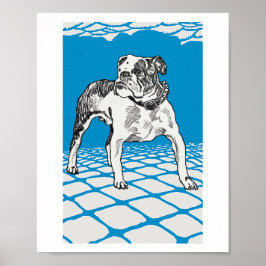 Poster Ilustração vintage do cão Bulldog, por Moriz Jung
