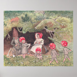 Poster Ilustração Vintage Floresta Elsa Beskow 