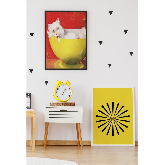 Poster Ilustração Vintage Gato em Lâmpada Amarela (Criador carregado)