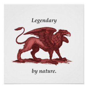 Pôster Ilustração Vintage griffin, lendária por nature