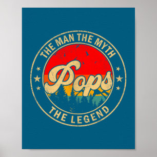 Poster Ilustração Vintage Homem Pops Mito Lenda