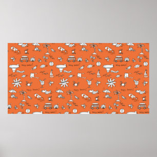 Poster Ilustração Vintage padrão de verão