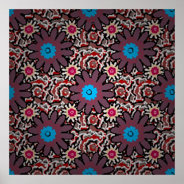 Poster Ilustração Vintage. Púrpura étnica folclórica, ver (Frente)