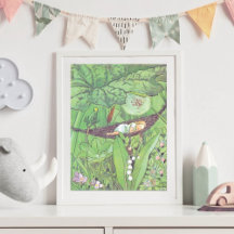 Ilustração Vintage Thumbelina por Elsa Beskow