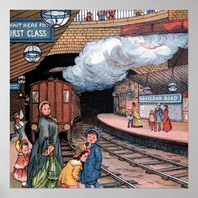 Pôster Ilustração Vintage "Underground, Londres" (Frente)