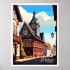Poster Ilustração Weimar Germany Viagem Vintage