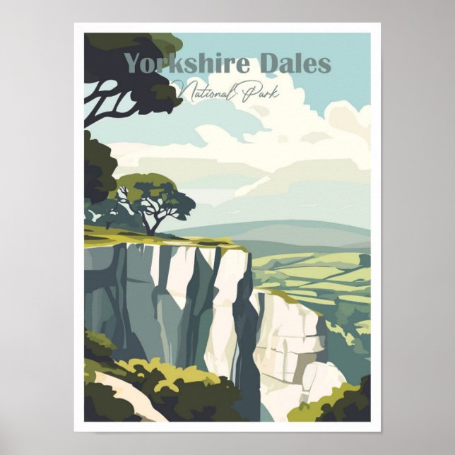Poster Ilustração Yorkshire Dales Trabalho de arte Viagem (Frente)