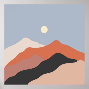 Poster Ilustrações de meio século paisagístico,lan minima