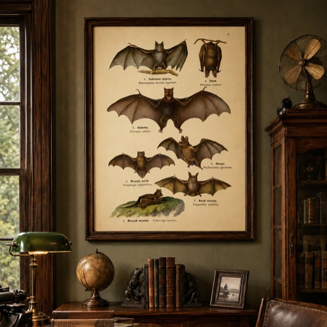 Poster Ilustrações de Morcegos Vintage (Criador carregado)