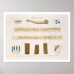 Pôster Ilustrações dos Hieroglyphics e o braço de uma 