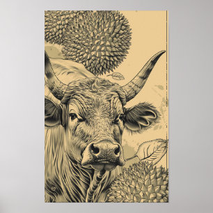 Poster Ilustrati de Embalagem Jerky Flavorada Por Duriano