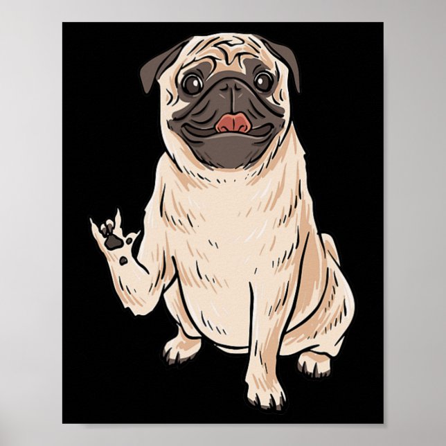Poster ILY PUG DOG ASL Gesto manual surdo ouvindo perda A (Frente)