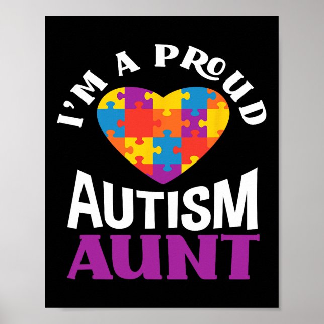 Poster I'm A Proud Autism Aunt Puzzle Heart Autism Awaren (Frente)